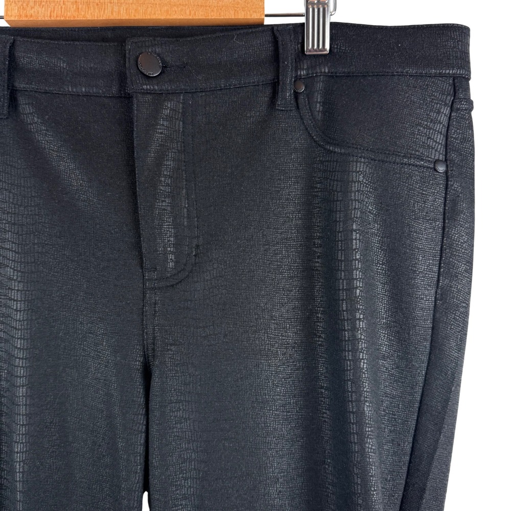 Liverpool‎ Snakeskin Pants Women 14 Black Slim Leg Embossed Stretch Metallic